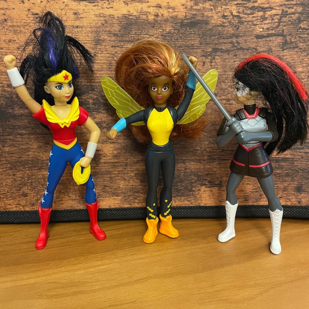 DC Superhero Girls McDonalds Happy Meal Doll Toy Figures lot of 3 (SKU: 51TO)